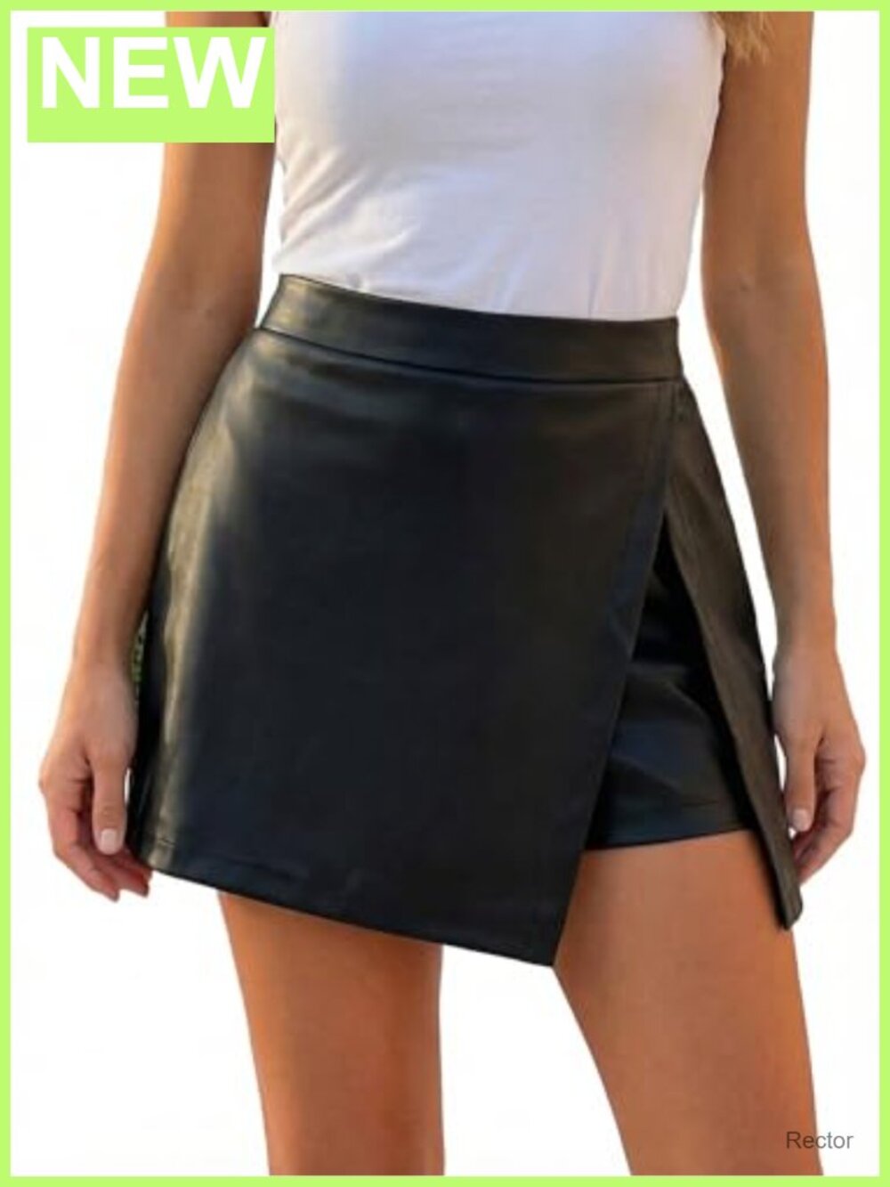 Faux Leather High Rise Mini Skort Side Slit Bodycon Y2K